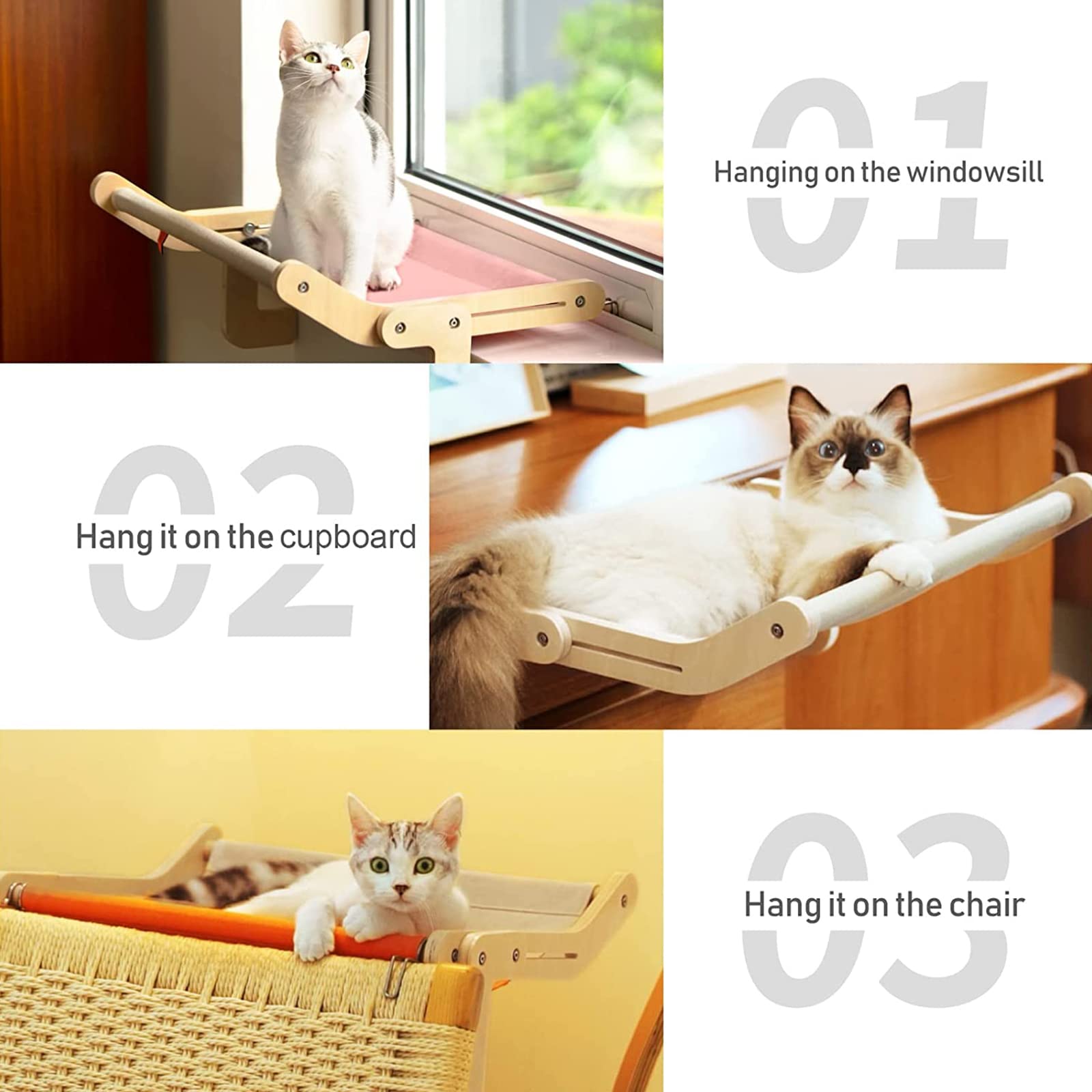 Premium Cat Window Perch - Sturdy Cat Bed Hammock & Window Seat for Indoor Cats - No Drilling Space-Saving Cat Shelf Holds 40 lbs - Perfect for Sunny Naps & Bird Watching