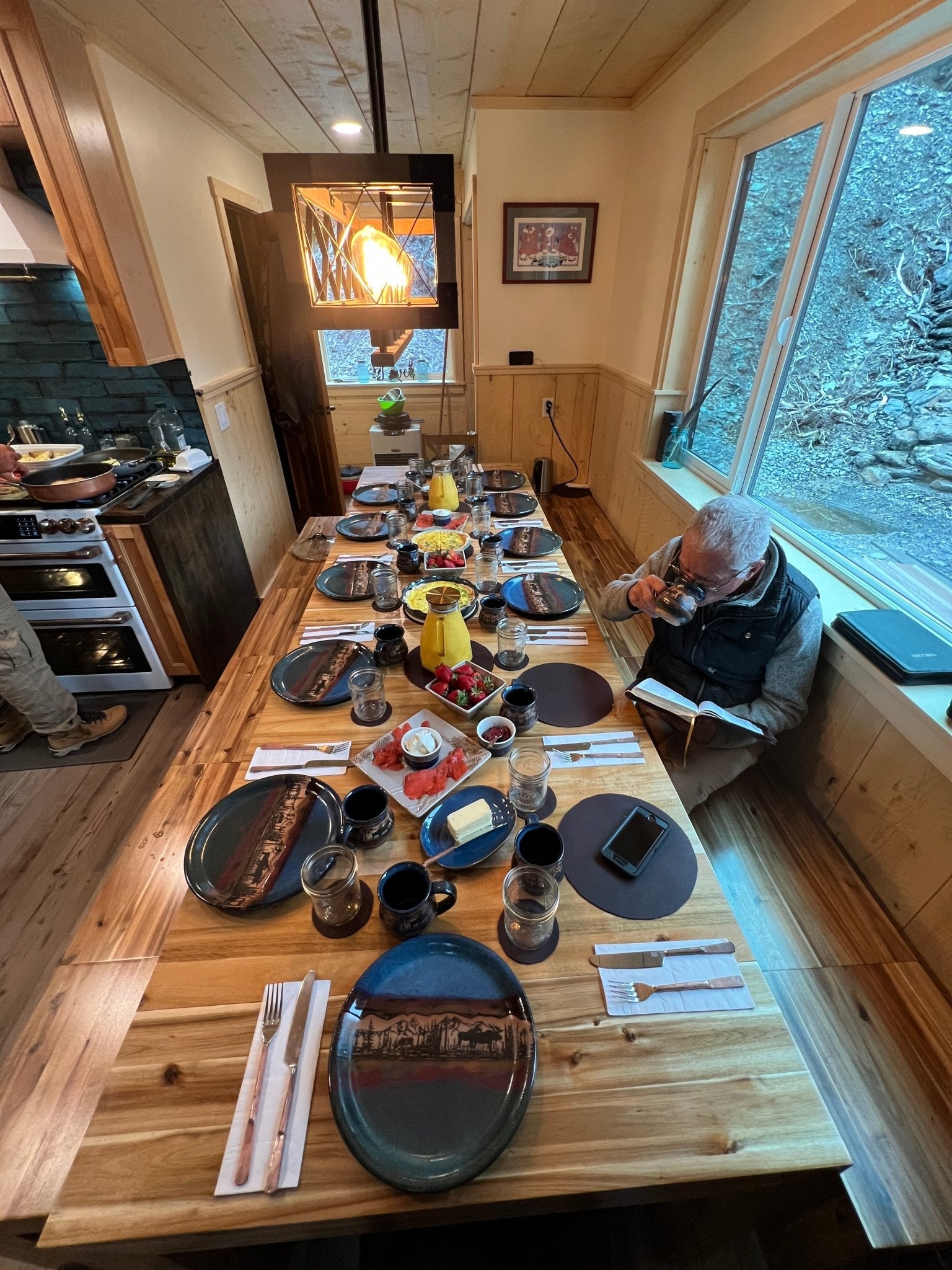 Forest Moose Pottery Dinnerware Set - Handcrafted Ceramic Plates, Bowls & Mugs for Rustic Home Dining - Perfect for Farmhouse Kitchens, Camping & Outdoor Entertaining