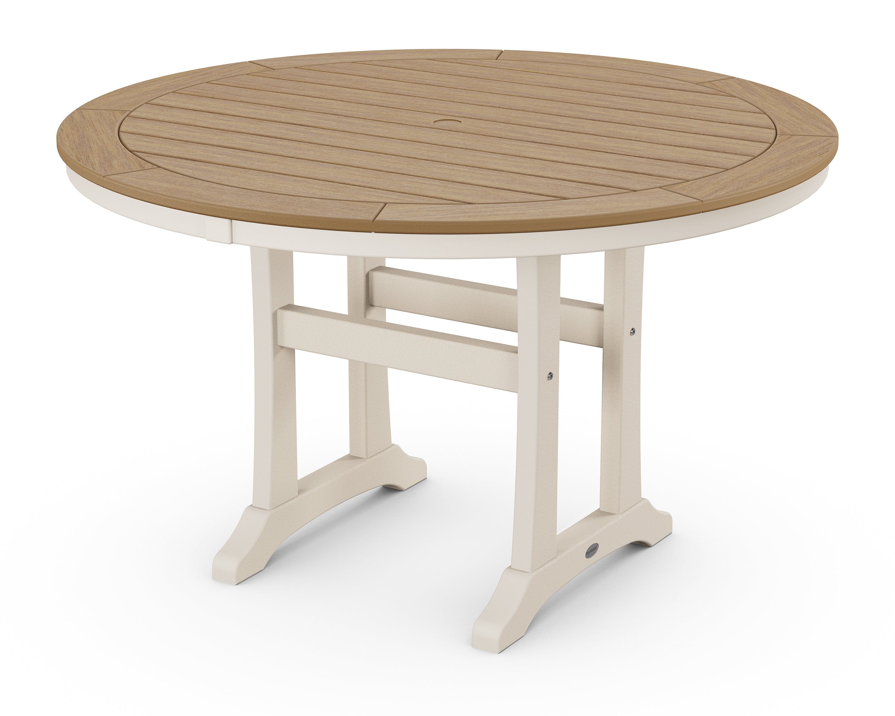 POLYWOOD Nautical Trestle 48-Inch Round Outdoor Dining Table - Perfect for Patio, Deck, Poolside & Beach House Dining
