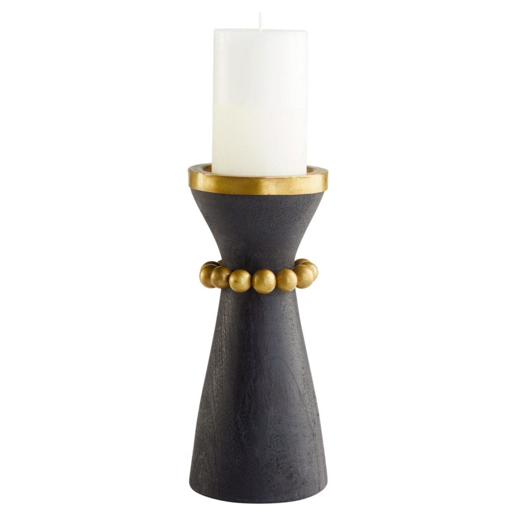 Cyan Design 11514 Parvati Candle Holder - Antique Brass & Black Finish - Small Tabletop Decor for Home, Wedding, or Party Centerpiece