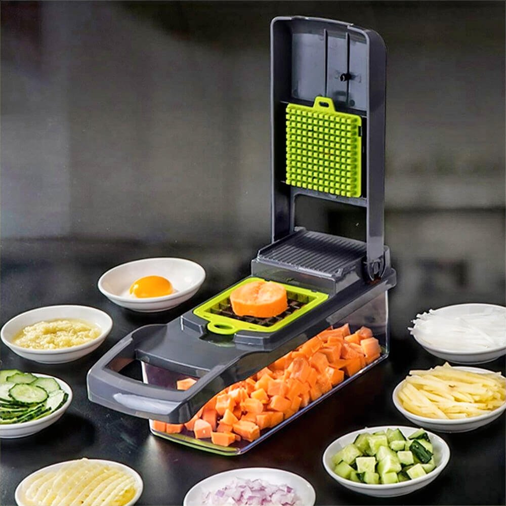 Premium Fox Vegetable Chopper and Slicer - 5-in-1 Multifunctional Kitchen Gadget for Fast Dicing, Slicing & Grating - Perfect for Salads, Meal Prep & Healthy Cooking (BPA-Free)