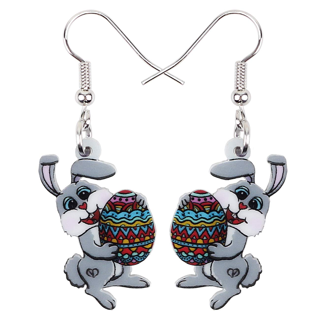 WEVENI Acrylic Easter Bunny Earrings - Cute Cartoon Rabbit Dangle Drop Earrings for Women & Girls - Perfect Easter Gift & Spring Jewelry Accessory (Great for Easter Parties, Spring Outfits & Gift Giving)