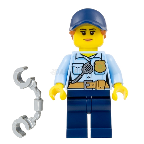 LEGO City Police Officer Minifigure - Female with Blue Cap & Ponytail | Official LEGO Building Toy for Kids | Perfect for City Themed Playsets & Collectors