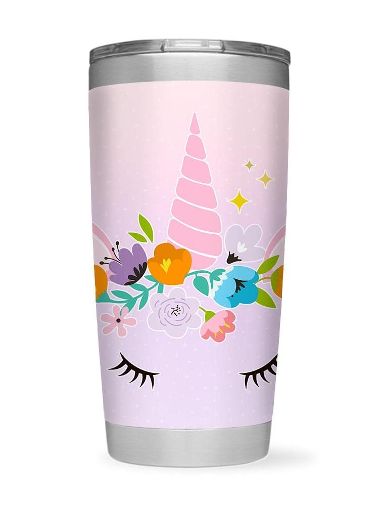 Unicorn with Flowers Tumbler - Insulated Stainless Steel Water Bottle for Kids & Adults | Perfect for School, Gym, Hiking & Outdoor Activities