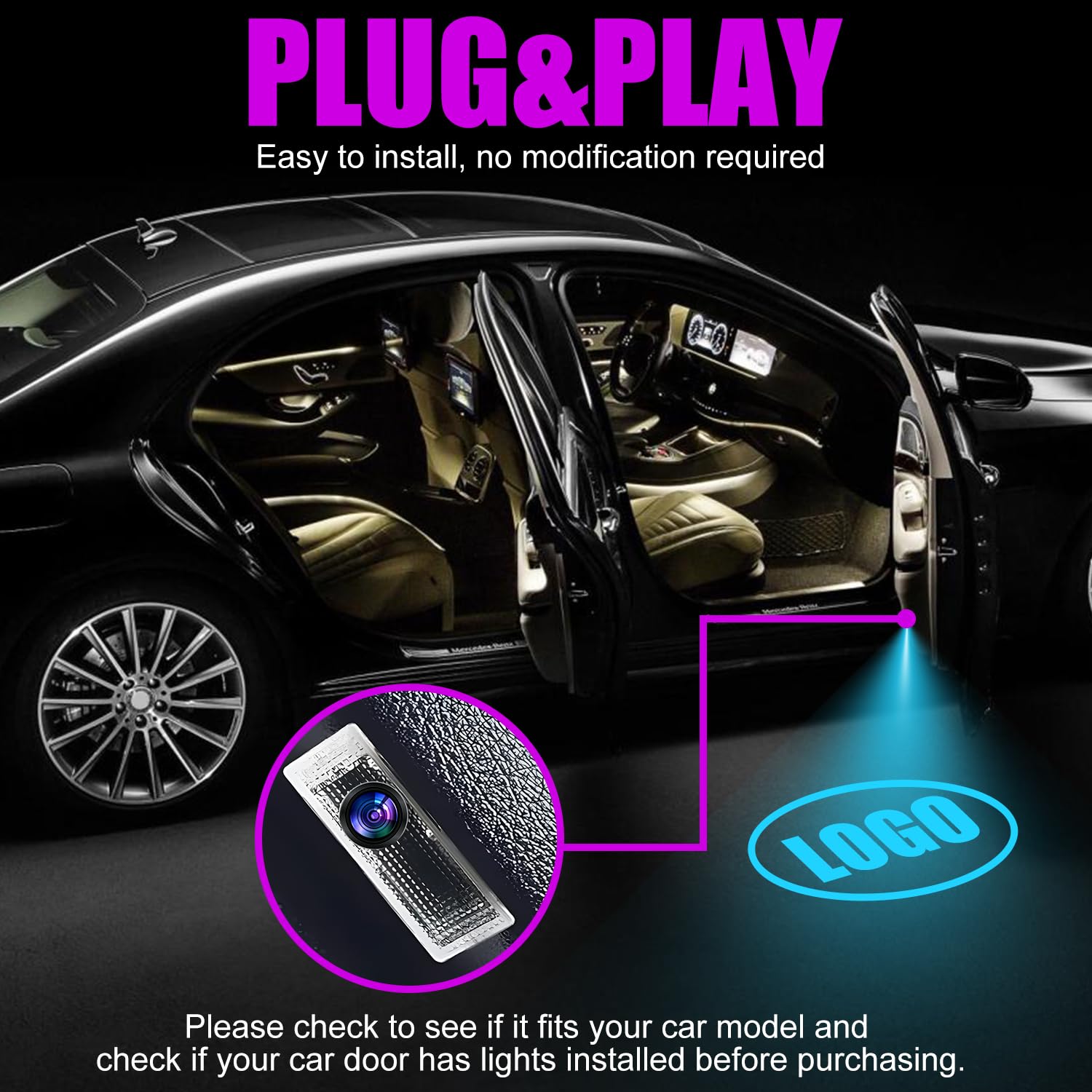 Premium Car Door Lights with Logo Projector - Compatible with Lexus LS/ES/IS/LX/LC/RX/GS/GX/RC/UX Models - HD LED Welcome Lights (4 Pack) - Perfect for Nighttime Safety & Custom Style Enhancement