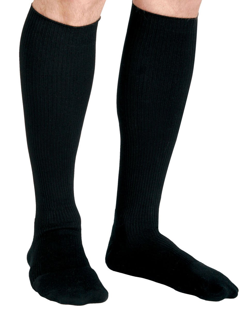 Medline MDS1716DBH 15-20mmHg Compression Socks for Men & Women - Black, Regular Length, Large (Pack of 10) - Ideal for Travel, Work & Circulation Support