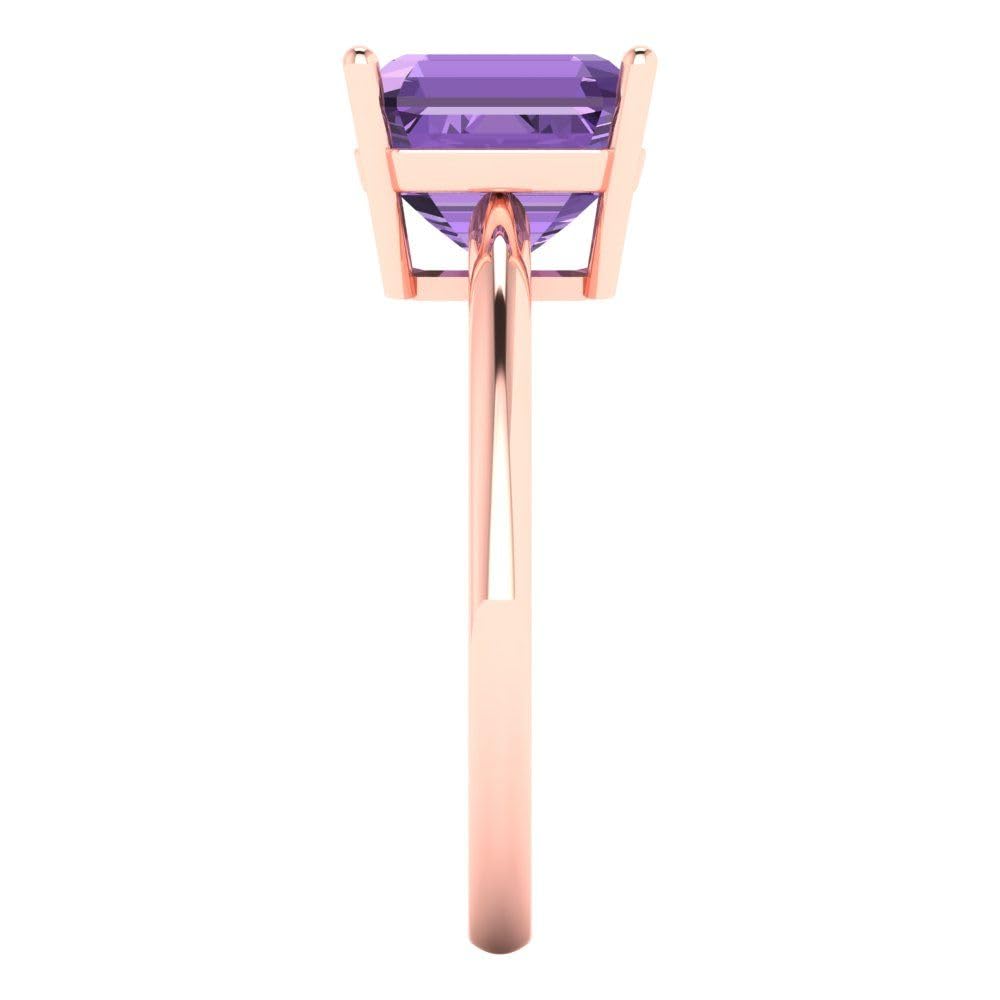 2.5ct Asscher Cut Simulated Alexandrite Solitaire Ring for Women - 14k Rose Gold Engagement, Wedding & Anniversary Jewelry - Perfect for Bridal, Proposals & Special Occasions
