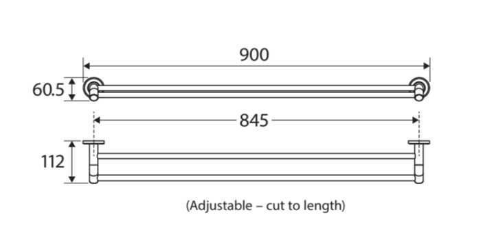 Fienza Axle Double Towel Rail 900mm (35.4