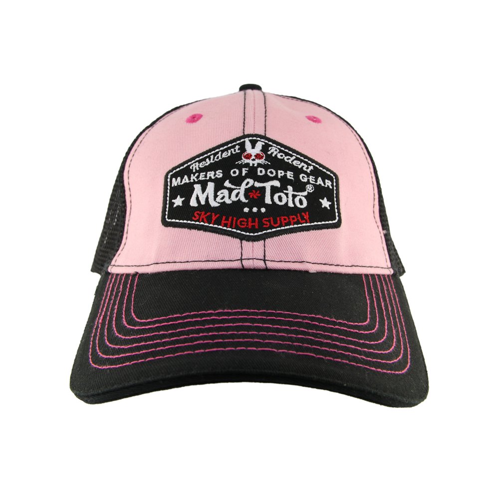 Trendy Pink & Black Trucker Hat for Men & Women - Adjustable Snapback Cap for Outdoor, Sports, and Casual Wear