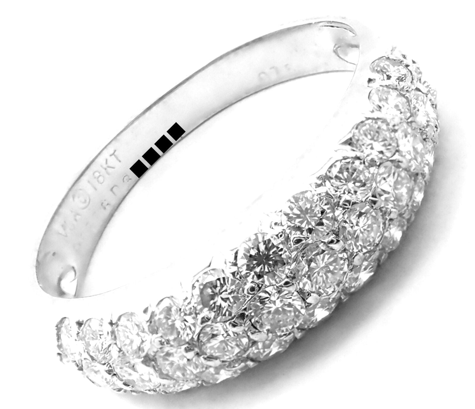 Authentic Van Cleef & Arpels 18k White Gold Diamond Band Ring for Women - Luxury Wedding Engagement Jewelry Gift for Her