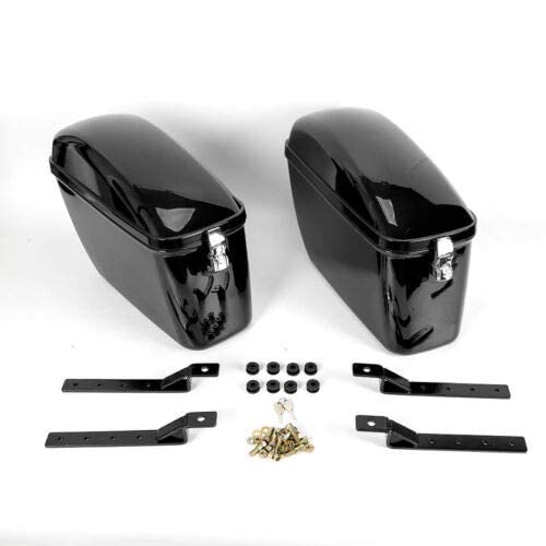 Durable ABS Plastic Motorcycle Saddlebags - Glossy Black Hard Travel Luggage Trunk Case (2-Piece Set, Left & Right) for Harley, Cruiser & Touring Bikes - Perfect for Road Trips, Commuting & Storage