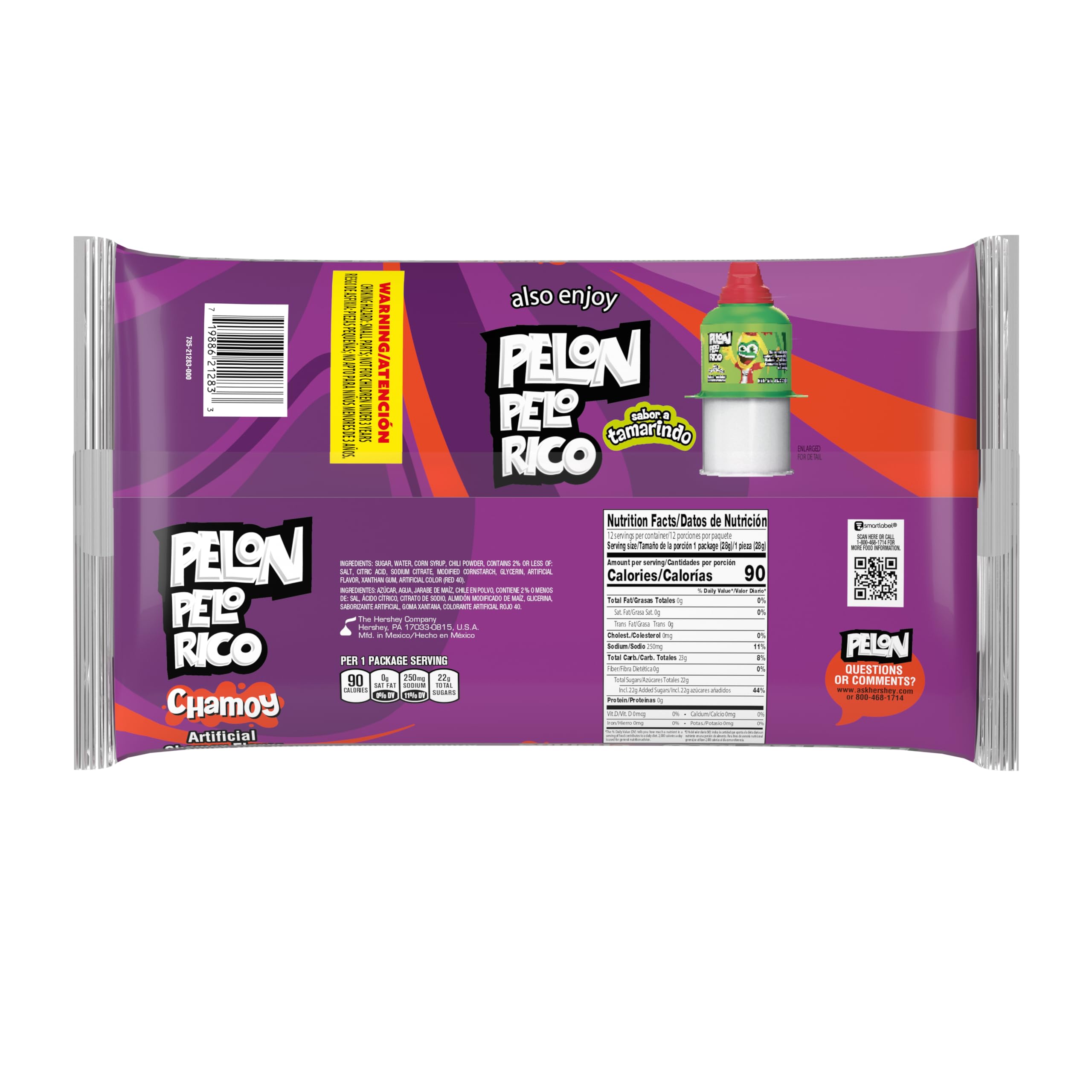Pelon Pelo Rico Chamoy Candy - 1 oz Pack of 12 | Tangy Tamarind & Chamoy Flavored Mexican Candy | Perfect for Parties, Snacking & Gifts
