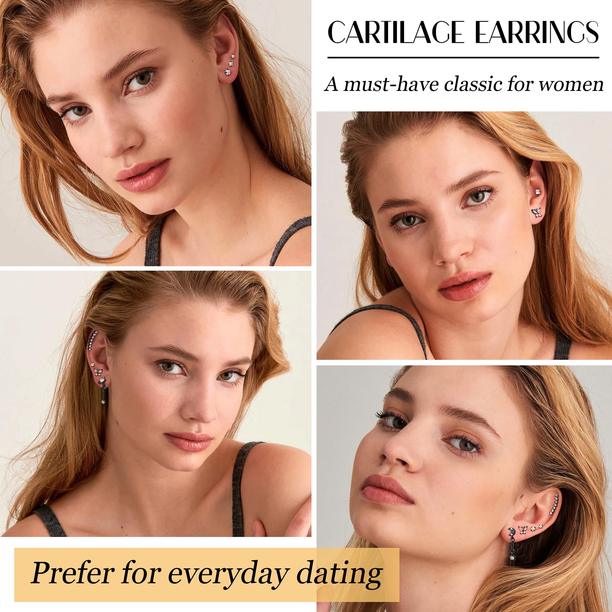 FASACCO 16G Helix Earrings - Surgical Steel Cartilage Piercing Jewelry for Conch, Helix & Ear - Perfect for Daily Wear, Parties & Gifts