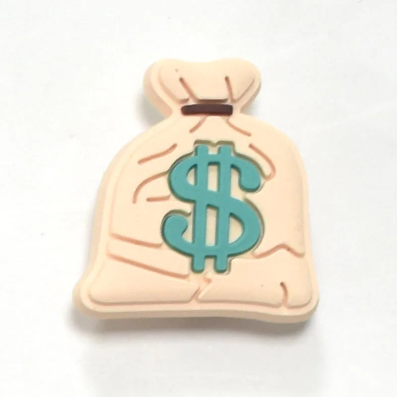 1PCS Funny Dollar Money Shoe Charms - PVC Cartoon DIY Sandal Accessories for Clogs - Unisex Decoration for Boys & Adults - Perfect for Xmas Parties, Gifts & Everyday Fashion