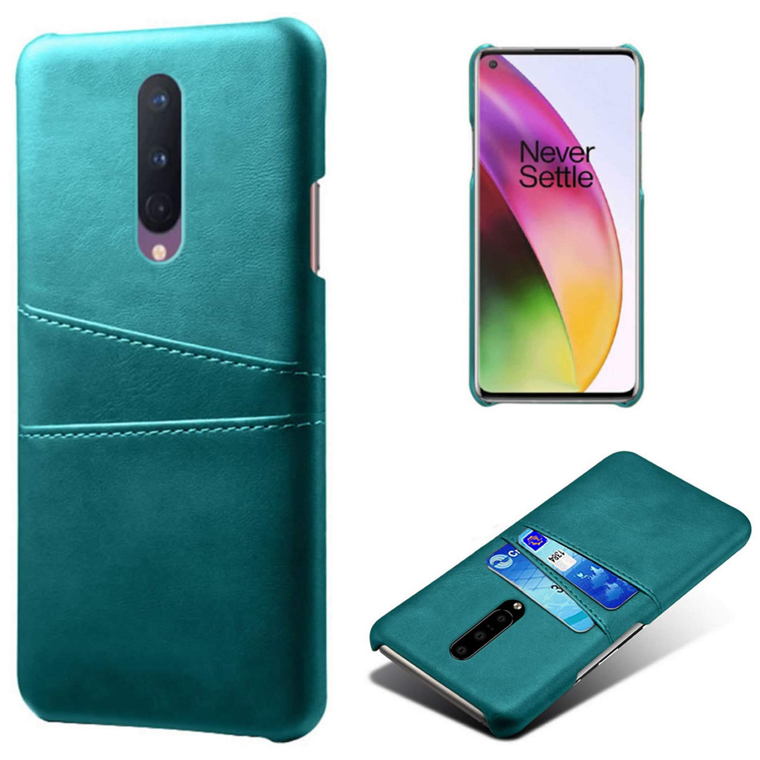 OnePlus 8 Phone Case - Premium PU Leather Ultra Slim Shockproof Cover with Card Slot Holder | Protective Bumper for OnePlus 8 | Perfect for Work, Travel & Everyday Use (Green)