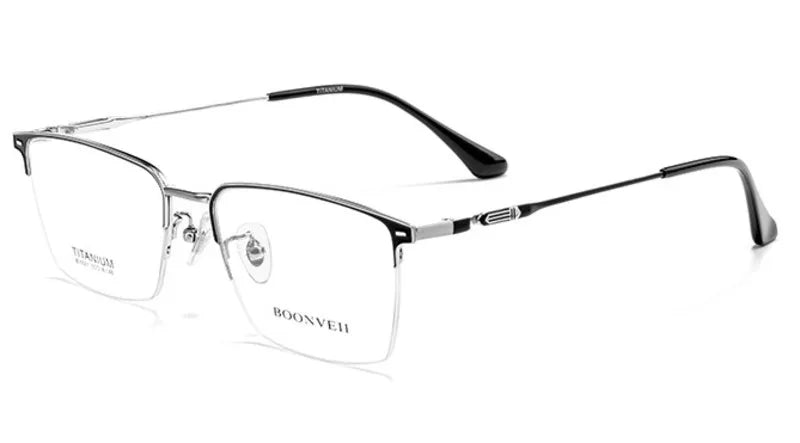 Brightzone Women's Semi-Rimless Square Titanium Eyeglasses Frame 71203 - Lightweight & Durable Glasses for Work, Reading & Fashion