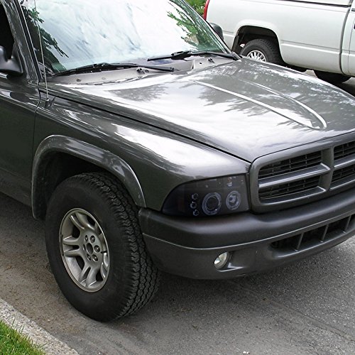 Spec-D Tuning 2LHP-DAK97G-TM Smoked Lens Projector Headlights for Dodge Dakota & Durango - Dual Halo LED DRL Lights - Upgrade Your Truck or SUV for Night Driving & Off-Road Adventures