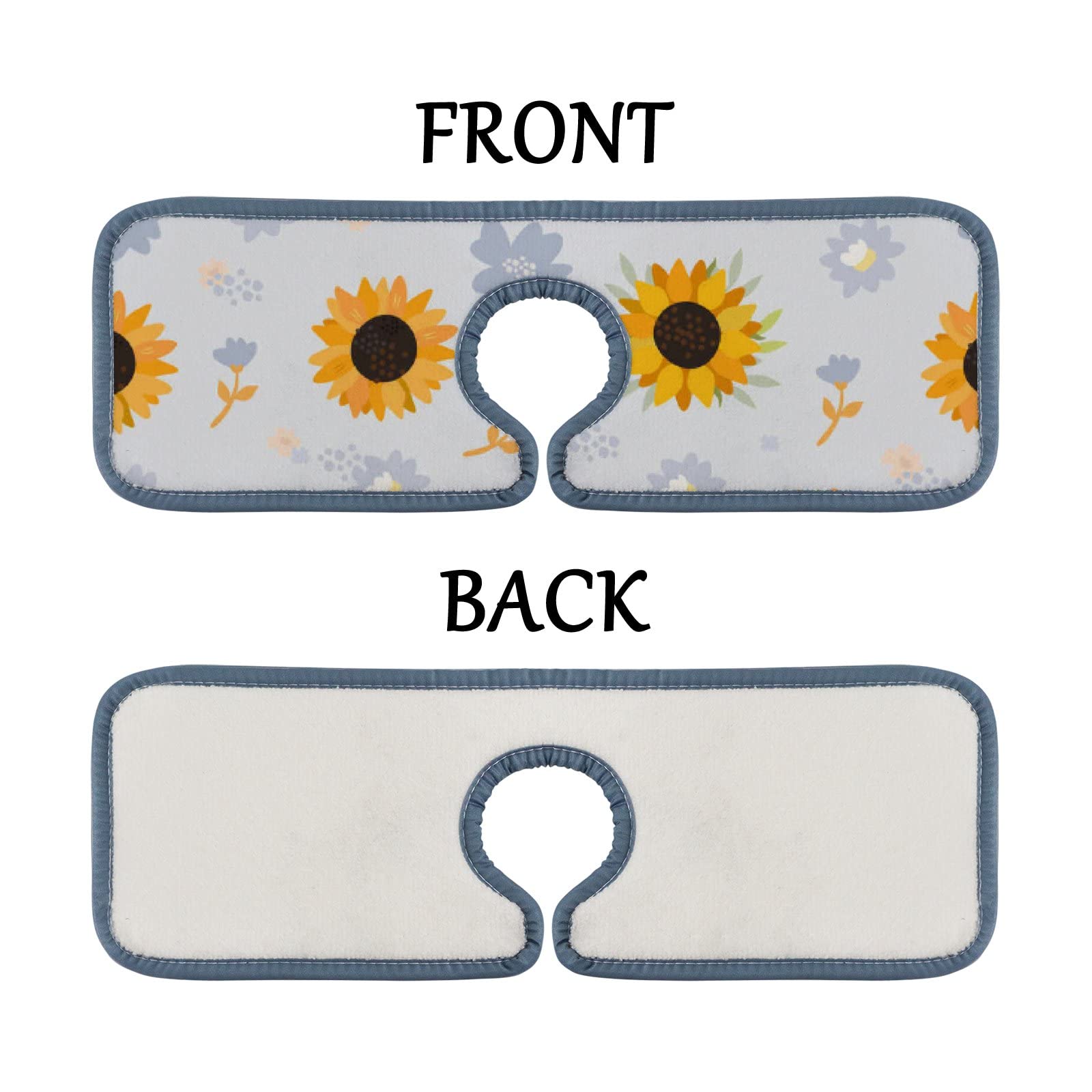 Blue Sunflower Sink Splash Guard - 3 Pack Absorbent Mats for Kitchen & Bathroom - RV & Countertop Use