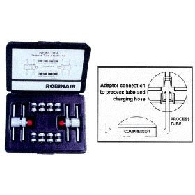 Robinair Process Tube Adapter Kit - AC Refrigerant Charging Adapter Set for HVAC & Auto Repair - Perfect for R134a & R1234yf Systems - Professional Car AC Service Tool