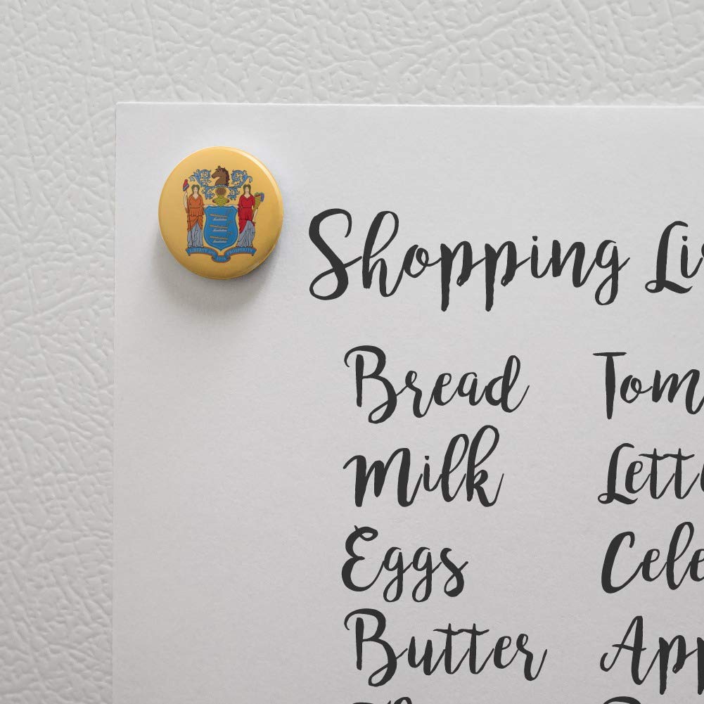 New Jersey State Flag Refrigerator Magnet - Strong Kitchen Fridge Locker Decorative Button Magnet for Home, Office, Dorm, or Gifts (NJ Pride Decor)
