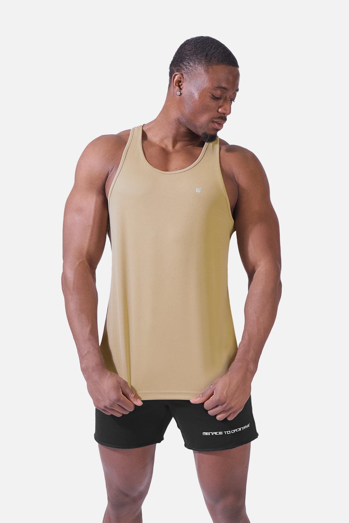 Jed North Microfiber Dri-Fit Tank Top - Khaki Beige | Moisture-Wicking Athletic Shirt for Workouts & Casual Wear