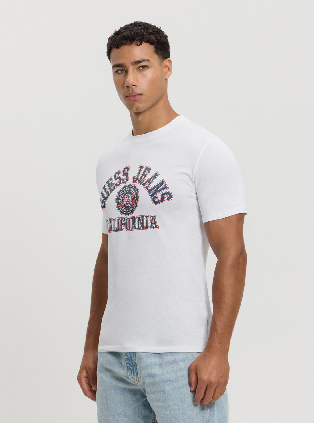 Guess Women's White Slim Fit Printed T-Shirt - Casual Comfort Top for Everyday Wear & Outfits