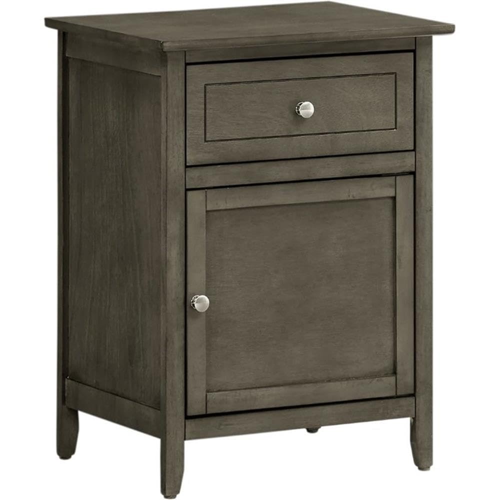 Glory Furniture Izzy 1-Drawer 1-Door Nightstand in Gray - Modern Bedside Table for Bedroom, Living Room & Guest Room - Compact Storage Solution with Sleek Design