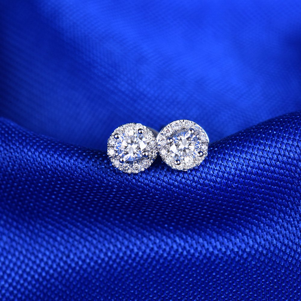 14K Rose & White Gold Natural Tourmaline Tsavorite Yellow Sapphire Ruby Diamond Stud Earrings for Women | Engagement, Wedding, Anniversary & Everyday Elegant Jewelry Gift