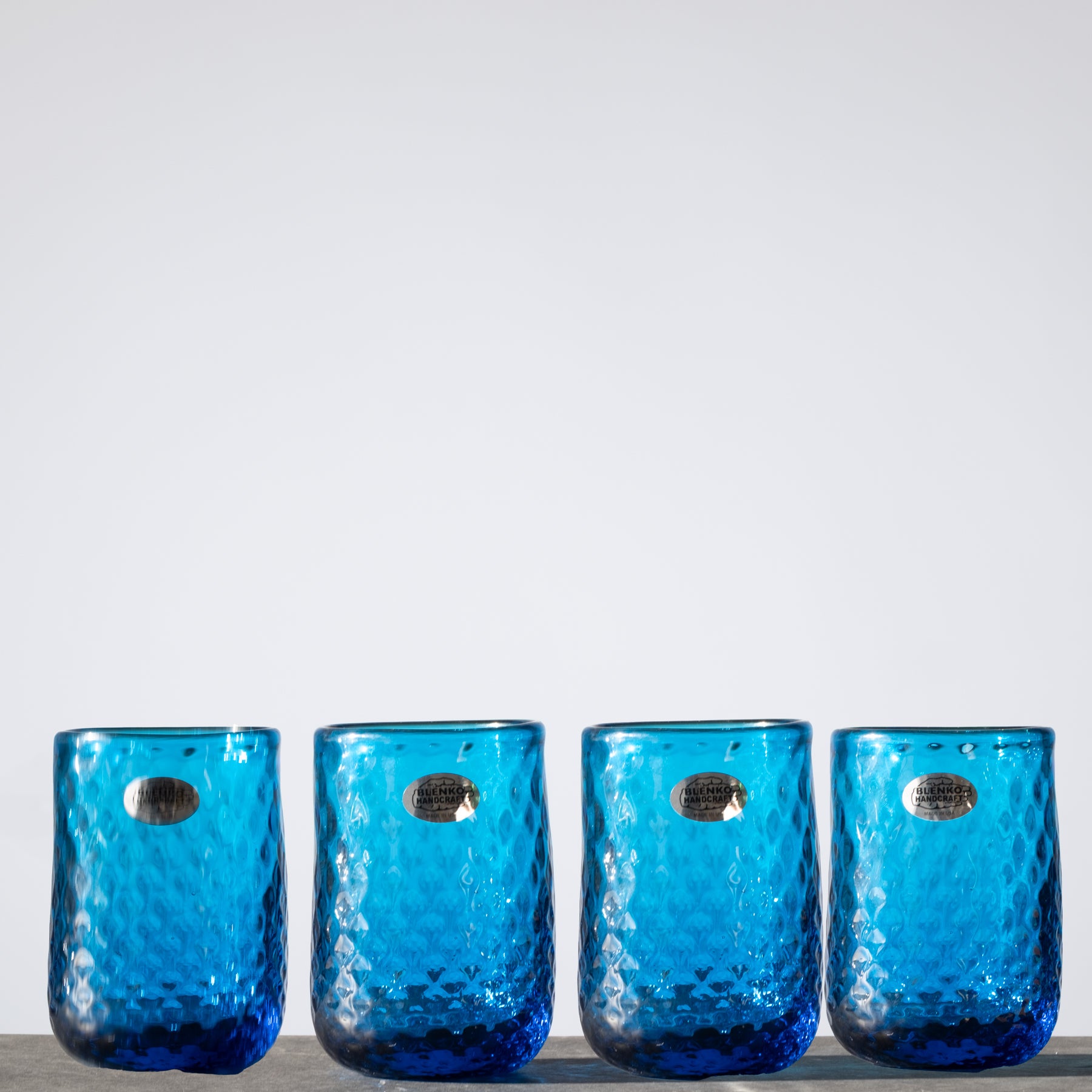 2510S Small Diamond Optic Tumbler Set - 4-Piece Turquoise Glasses for Cocktails, Iced Coffee & Smoothies - Perfect for Home Bars, Parties & Outdoor Gatherings