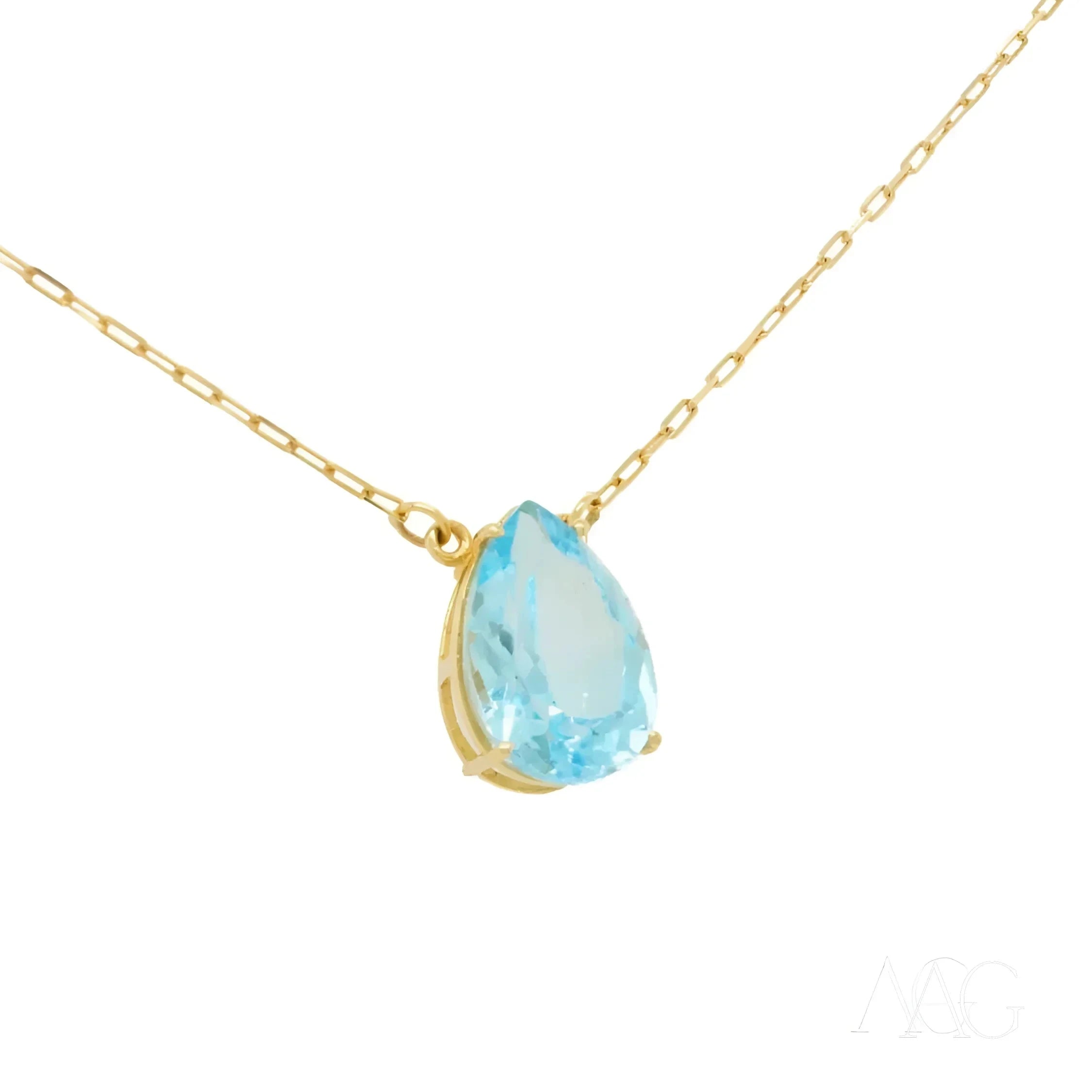 Radiant Blue Topaz 18K Gold Necklace for Women - Elegant Pendant Jewelry Gift for Birthday, Anniversary & Special Occasions