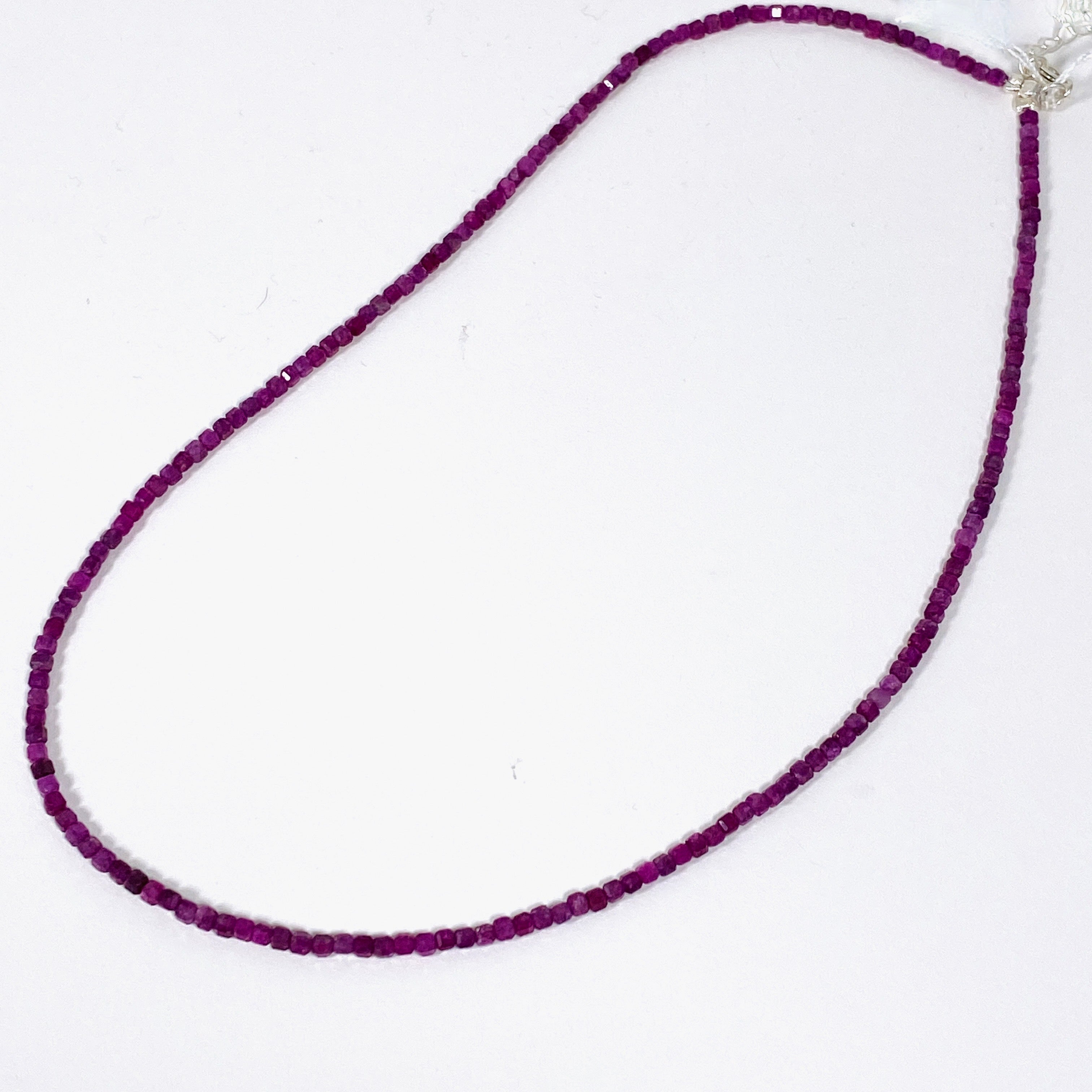 Micro Bead Necklace with Ruby Square Beads - Elegant Jewelry for Women, Perfect for Parties, Weddings & Special Occasions