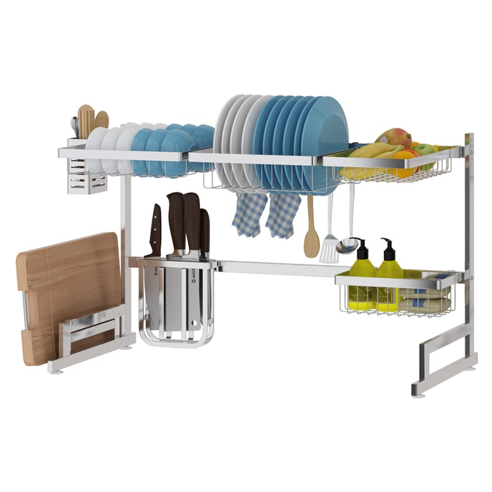 Stainless Steel Dish Drying Rack for Kitchen Sink - Space Saving Utensil Holder & Countertop Organizer | Perfect for Draining Dishes, Cups & Cutlery | Fits Sinks Up to 36.5 Inches | Ideal for Small Kitchens & Apartment Living