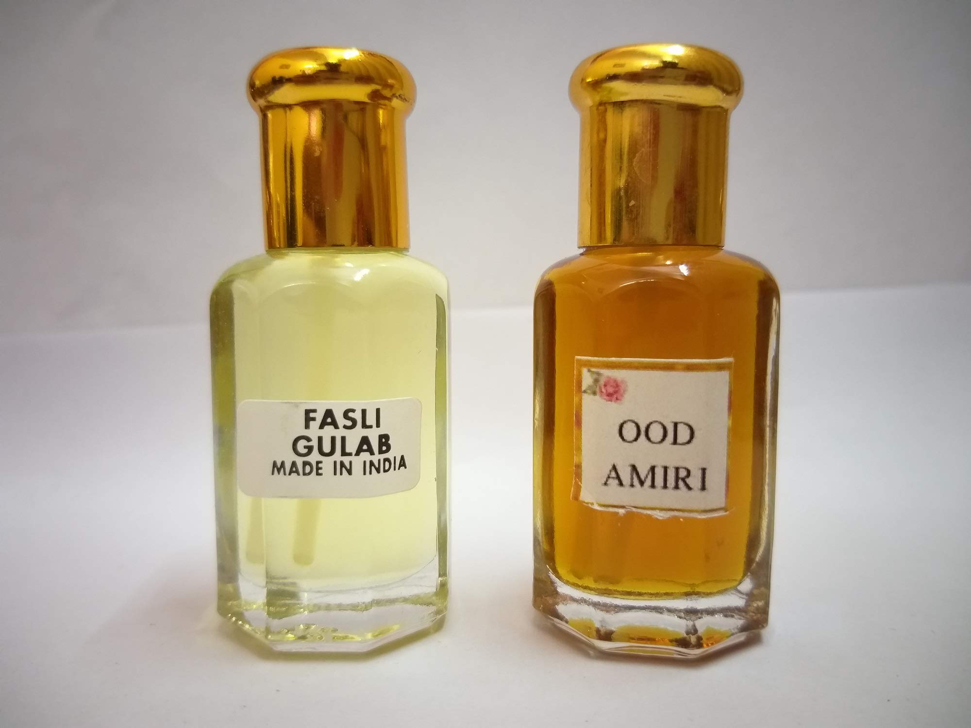 Premium Rose (Gulab Fasli) & Oud (Oudh) Attar Perfume Oil Concentrate - 10ml Rose + 10ml Oud Fragrance Combo for Aromatherapy, Meditation & Luxury Perfume Making