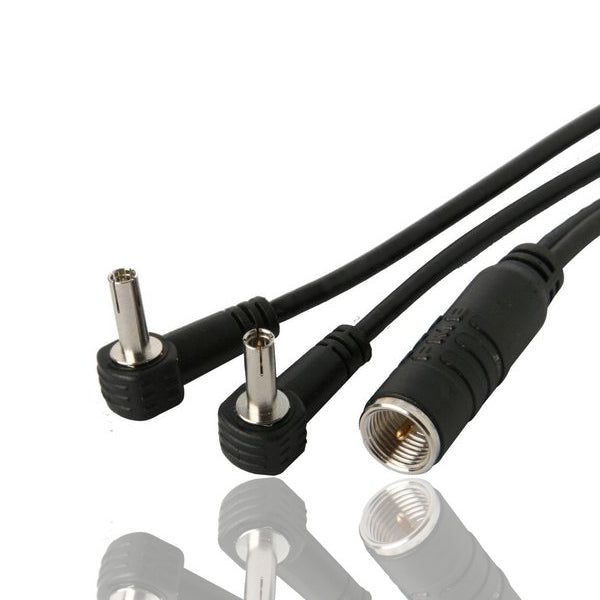 Dual SMK TS9 to Single FME Male Right Angle RF Antenna Adapter - Compatible with 4G LTE Routers, Mobile Hotspots & Cellular Signal Boosters