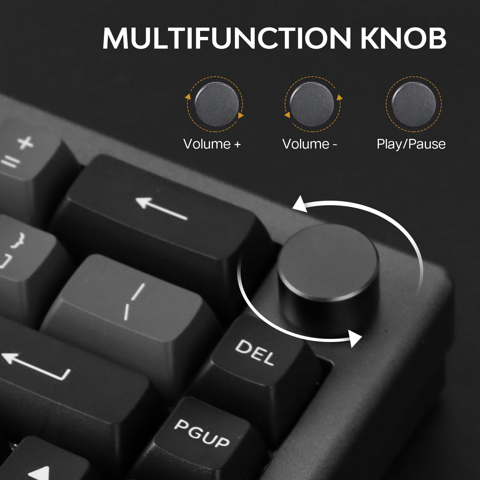 EPOMAKER EK68 65% Wireless Mechanical Gaming Keyboard - Hot Swappable Gasket Mount, Bluetooth 5.0/2.4Ghz/USB-C Wired, Customizable Metal Knob (Black Silver, Budgerigar Switch) - Perfect for Esports, Office Work & Typing Enthusiasts
