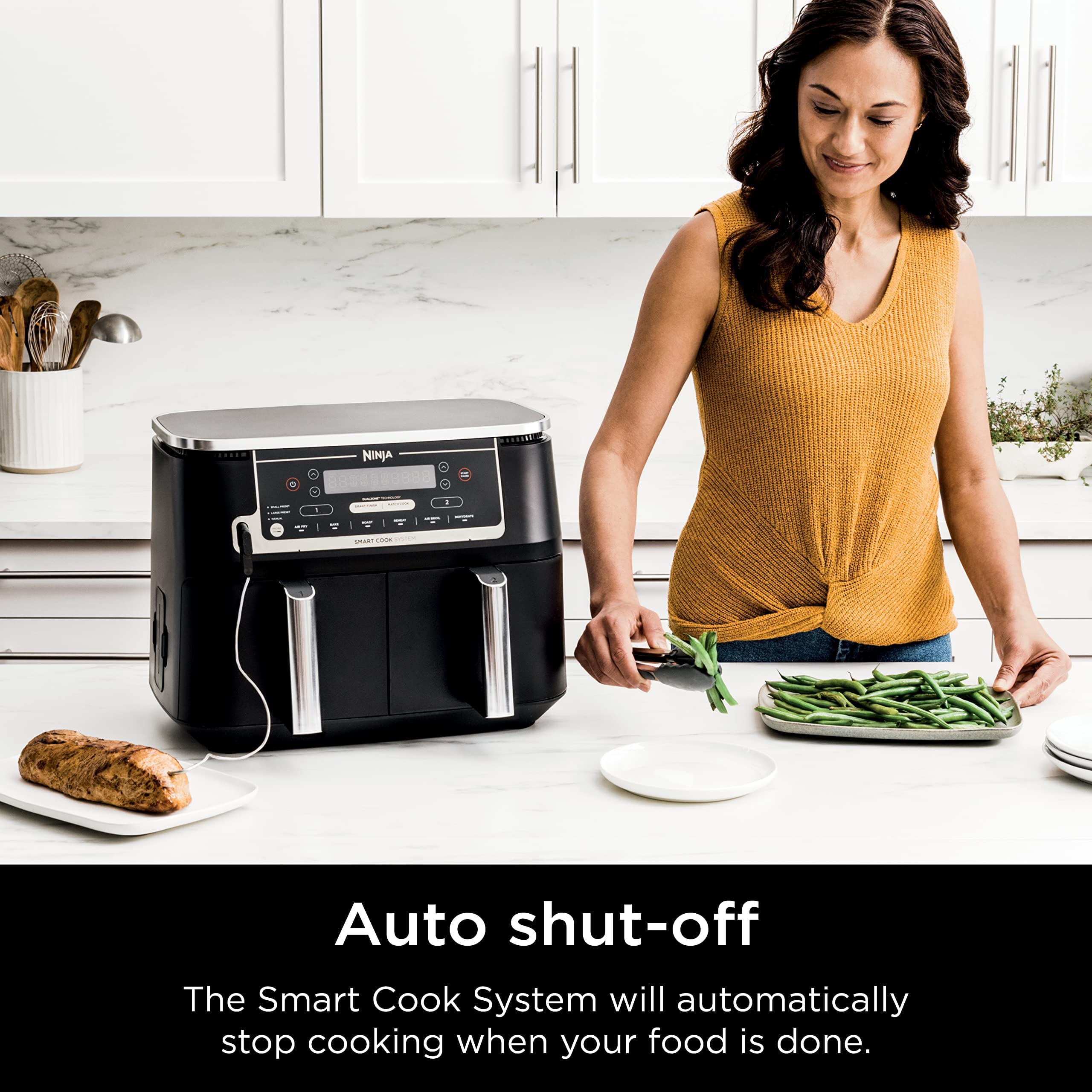 Ninja DZ550 Foodi 10 Quart 6-in-1 DualZone Smart XL Air Fryer with 2 Independent Baskets - Smart Cook Thermometer, Match Cook & Smart Finish - Roast, Bake, Dehydrate - Perfect for Family Dinners, Meal Prep & Healthy Cooking (Renewed, Grey)