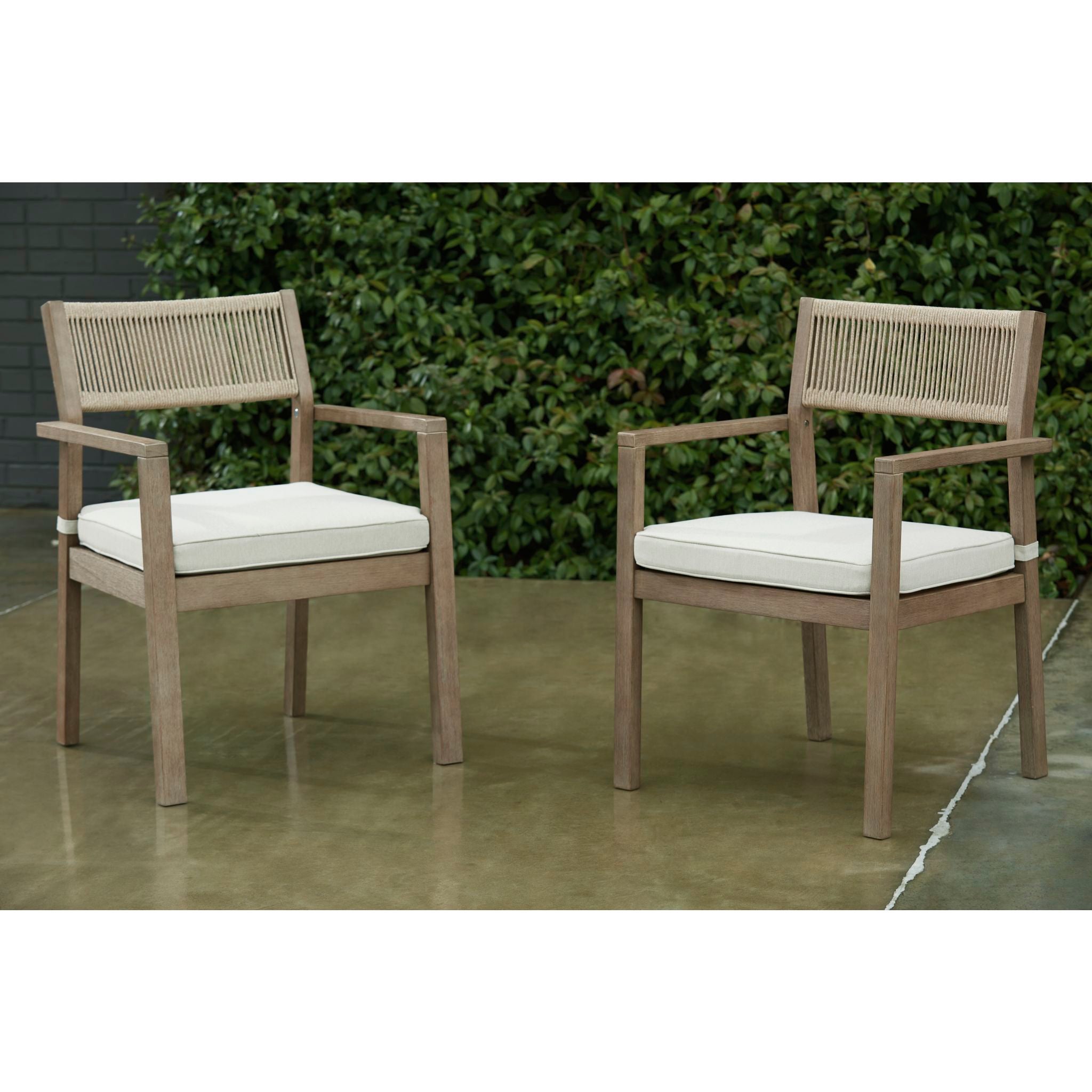 Aria Plains Outdoor Patio Chairs with Cushions (Set of 2) - Brown Weather-Resistant Lounge Chairs for Backyard, Garden, Poolside & Deck Relaxation