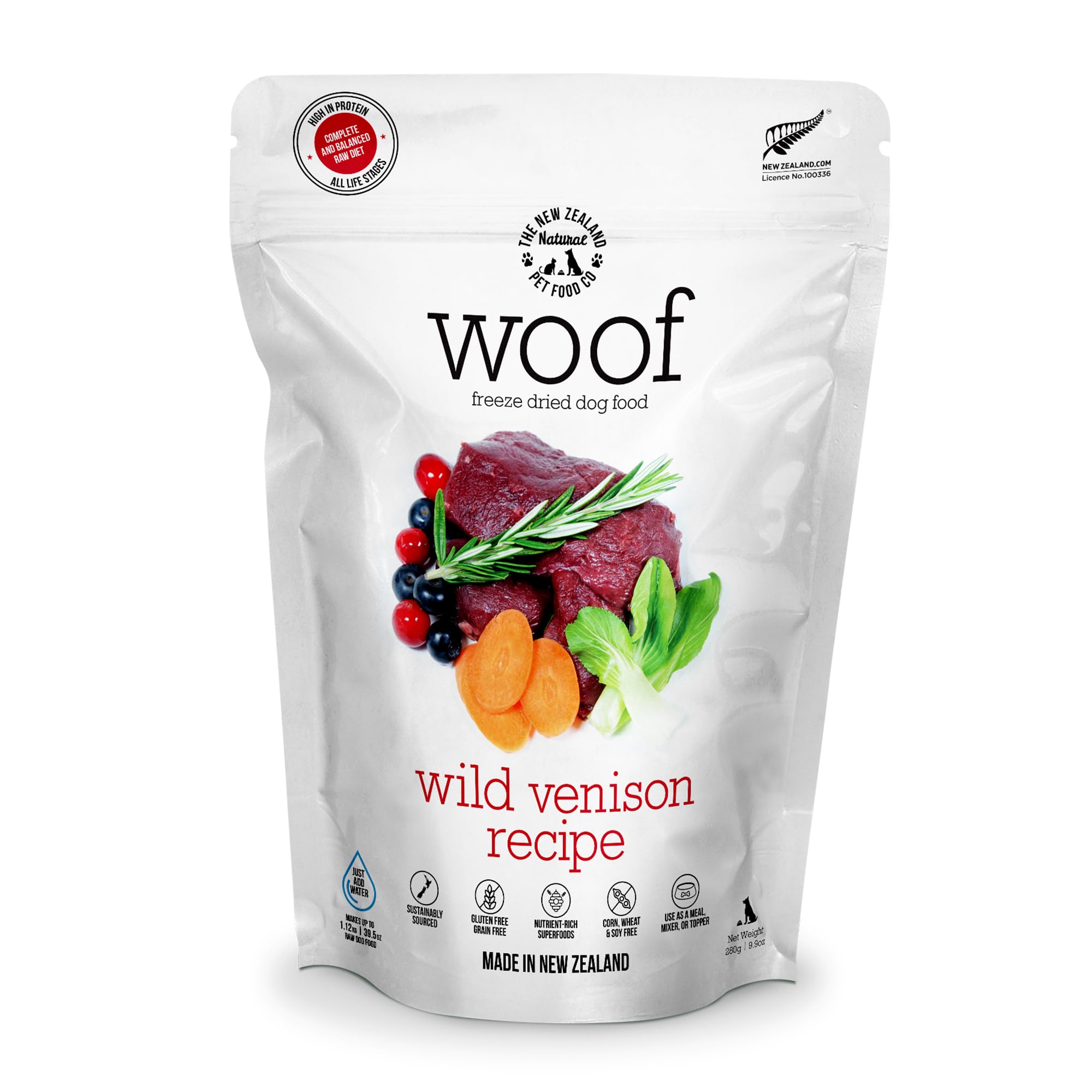 Premium Freeze-Dried Wild Venison Dog Food - High Protein, Natural, Limited Ingredient Recipe (9.9oz) - Perfect as Meal, Mixer, Topper or Treat for Active Dogs & Outdoor Adventures