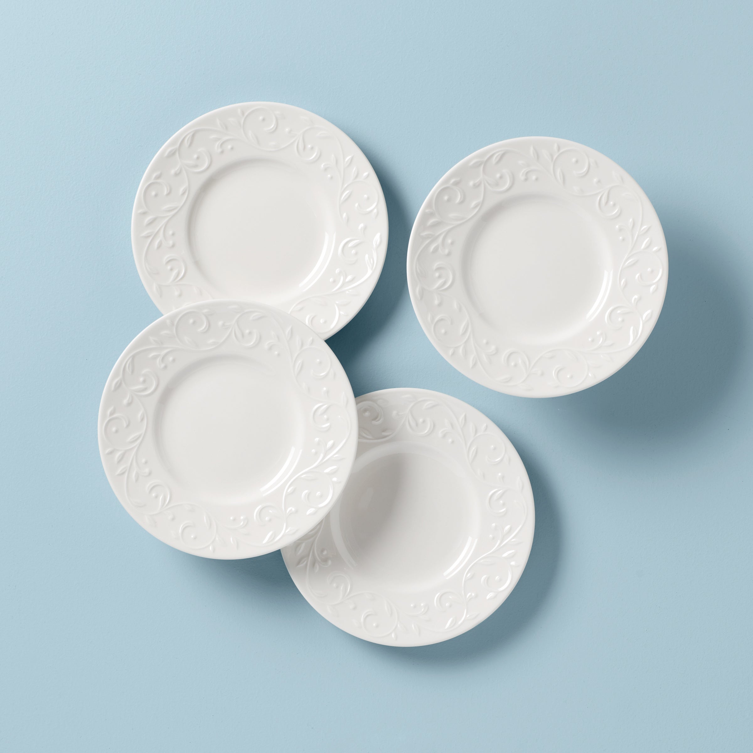 Opal Innocence Carved 4-Piece Dinner Plate Set - Elegant Stoneware for Fine Dining & Special Occasions