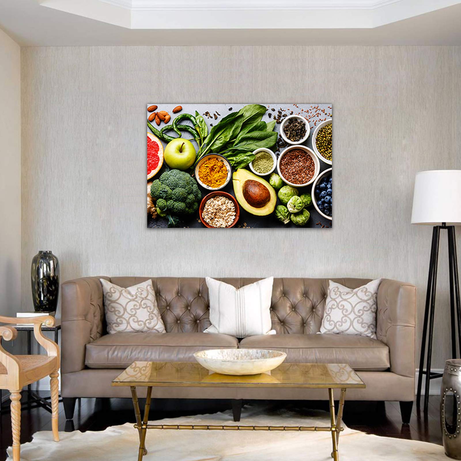 Vegetable Ingredients Canvas Wall Art - 28x40 Inch Kitchen & Dining Room Decor - Framed Ready to Hang Painting for Home, Restaurant Wall Decoration - Perfect for Farmhouse, Modern & Rustic Interior Design Styles