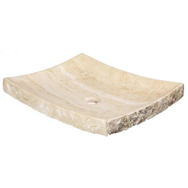 Large White Travertine Zen Vessel Sink - Modern Bathroom Vanity Sink for Spa, Luxury Home & Hotel Decor