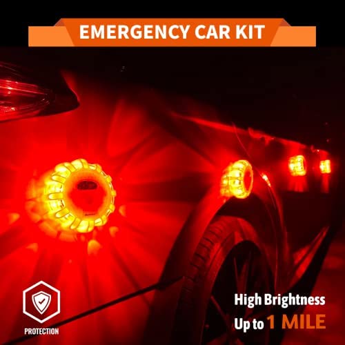 USB Rechargeable LED Road Flares 6-Pack - Emergency Roadside Safety Kit with 9 Flash Modes, Magnetic Base & Hook | Lithium Battery Powered Warning Beacon for Cars, Trucks & Motorcycles | Includes Free Gloves (Perfect for Nighttime Breakdowns & Hazard Signaling)