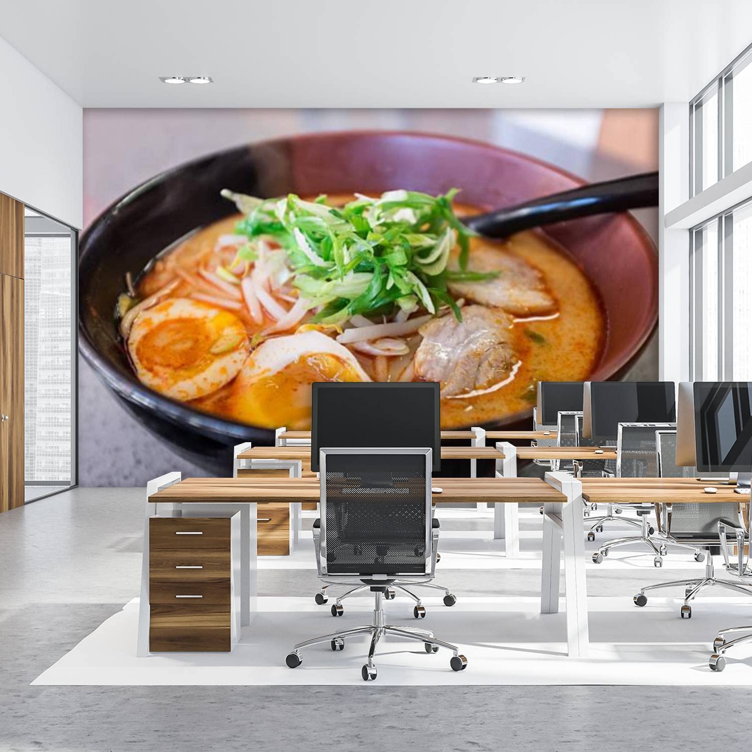 Japanese Ramen Noodle Soup PVC Wallpaper - Peel and Stick Removable Self-Adhesive Wall Mural for Living Room & Bedroom Decor - Perfect for Asian-Themed Home Interiors and Restaurant Wall Design