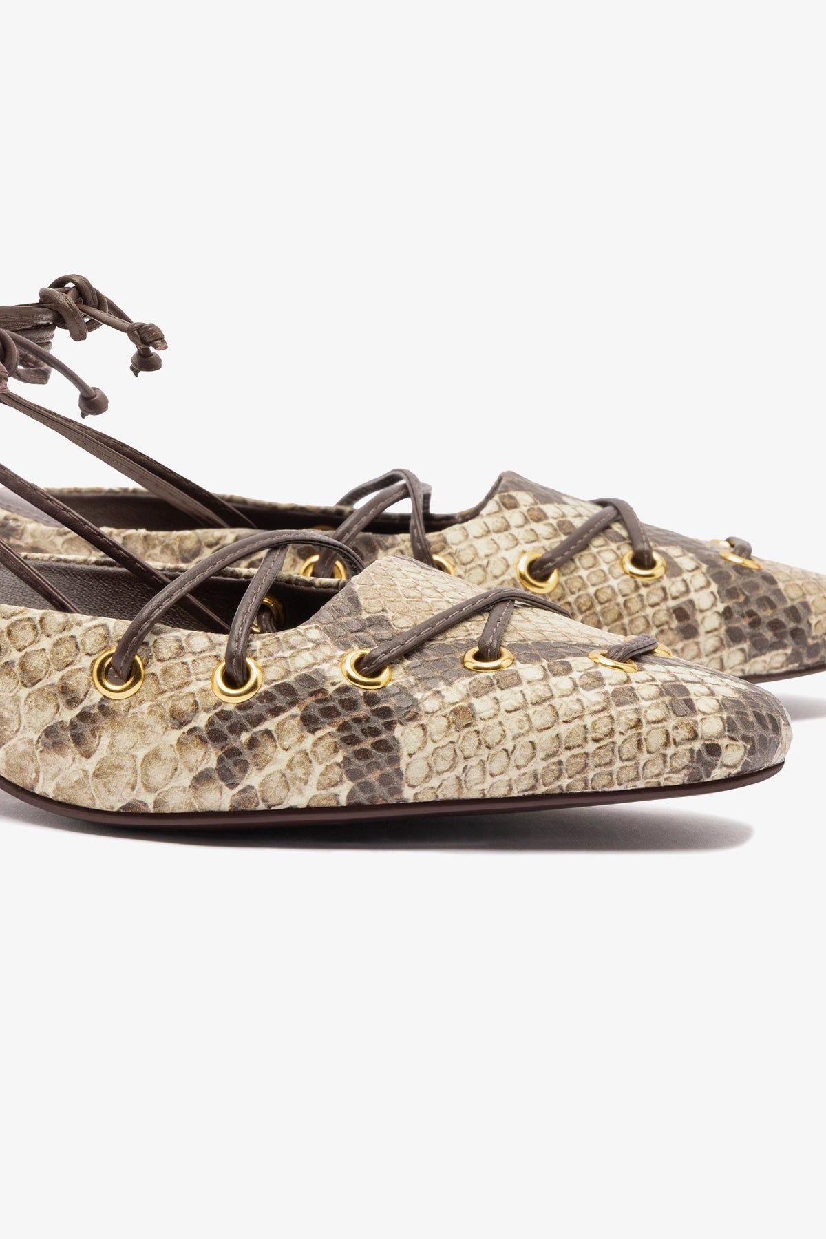 Amal Lace Up Pump Women's Shoes - Neutral Printed Snake Design Fashion Heels for Office, Party & Special Occasions