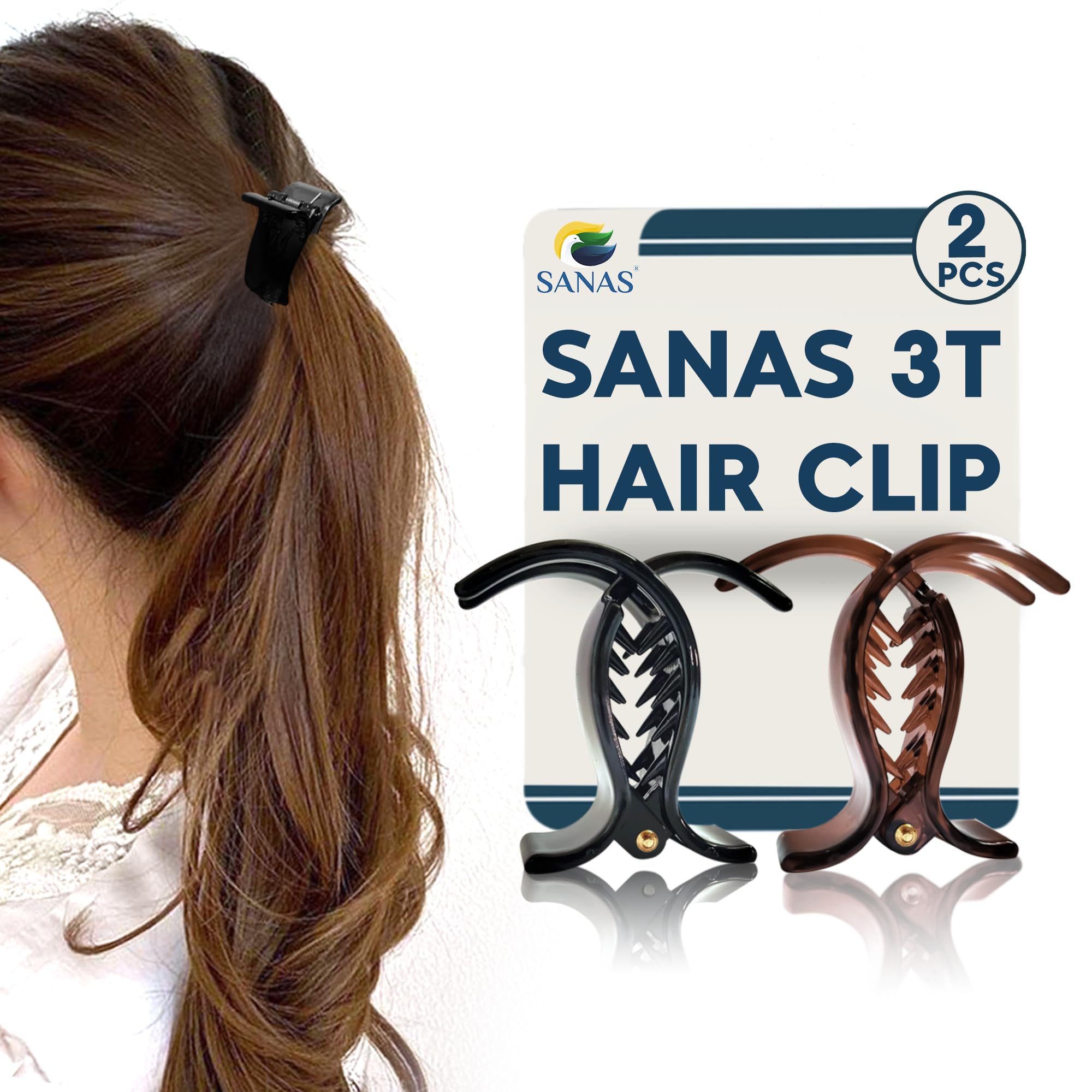 Sanas Hair Clips for Women - 2PCS Butterfly Claw Clips, Korean Hair Accessories for Ladies & Girls, Multicolor Hair Clutches for Ponytail, Bun & Updo Hairstyles