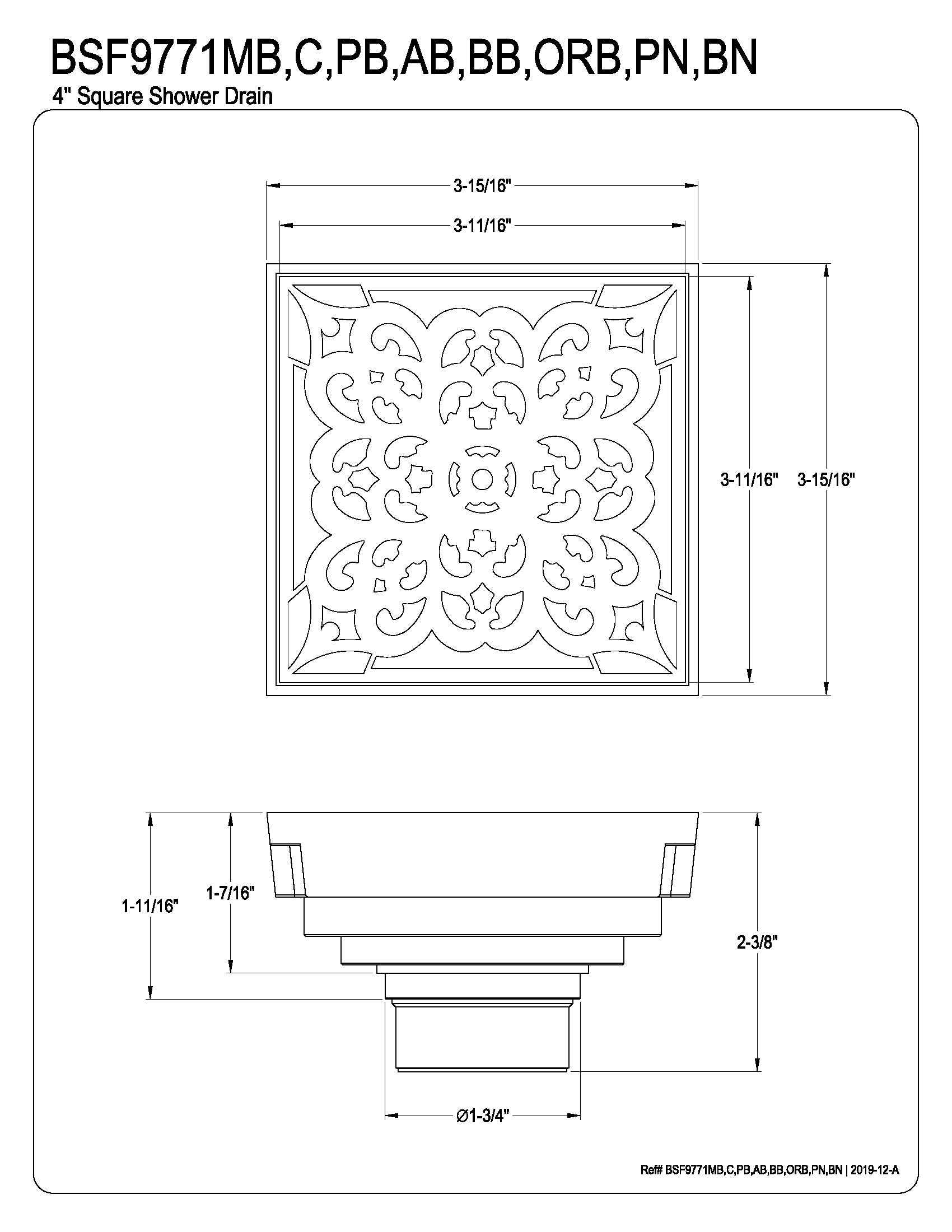 4 Inch Square Grid Shower Drain with Hair Catcher - Stainless Steel Bathroom Floor Drain for Wet Room, Shower Stall & Bathtub - Anti-Clog Design for Home & Commercial Use