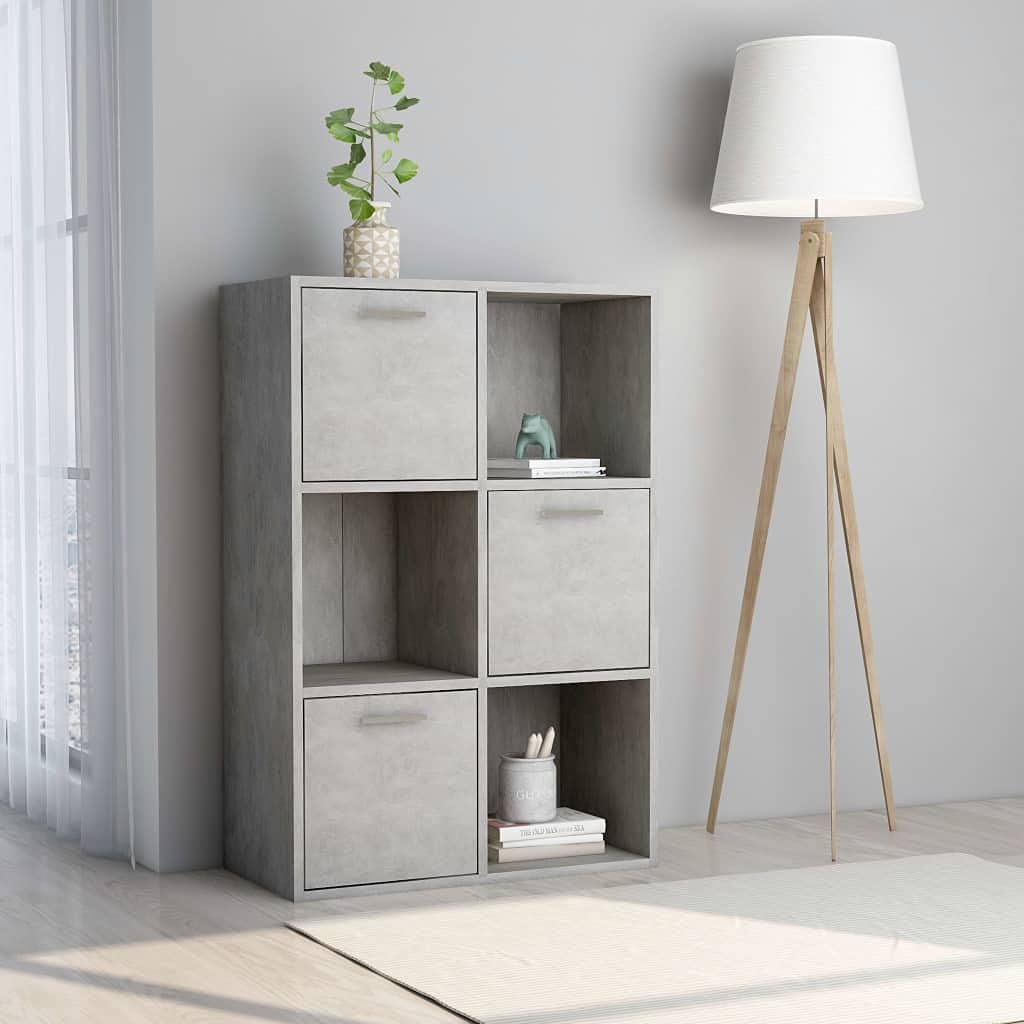 iFCOW 5-Tier Storage Cabinet Bookcase Shelf Organizer for Books, DVDs, Files - Concrete Gray 23.6