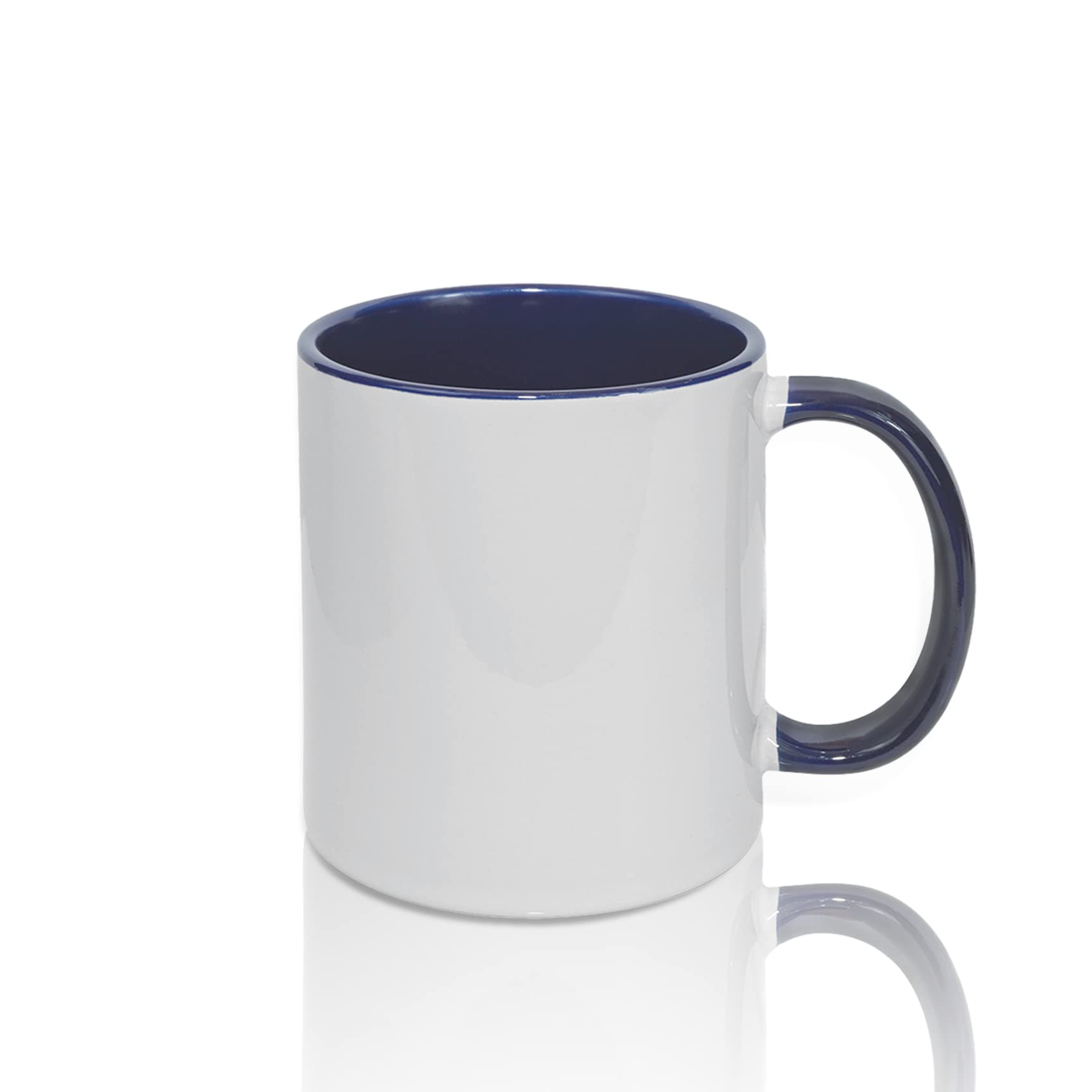 Premium Sublimation Blank Ceramic Coffee Mugs - 11oz Set of 6 - Dishwasher Safe with Dark Blue Interior & Handle - Perfect for Hot/Cold Beverages, Milk Tea, Coffee, Water - Ideal for Home, Office, Gifts & Custom Printing
