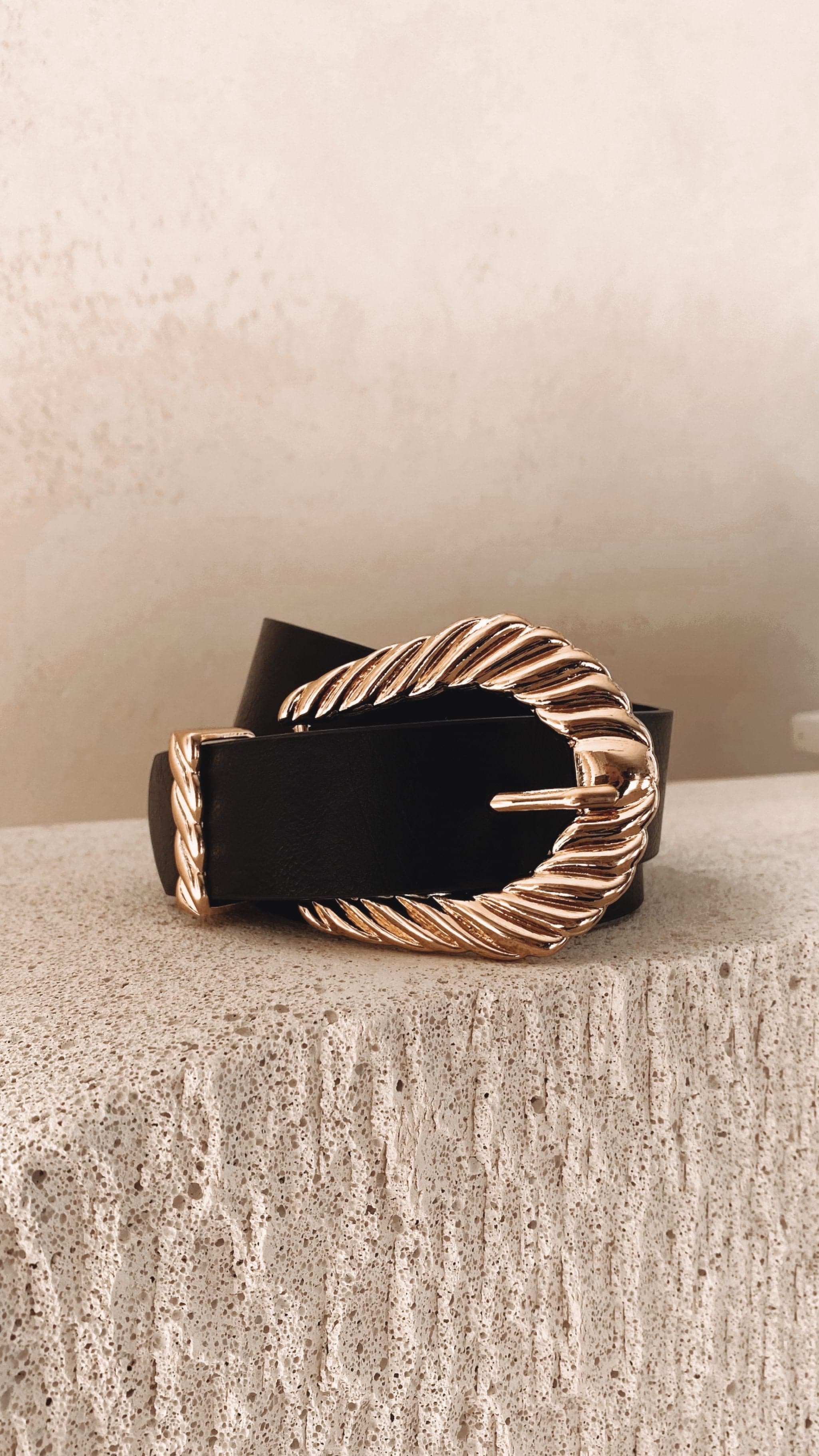 Amelie Twist Buckle Belt for Women - Stylish Black & Gold Waist Belt | Perfect for Jeans, Dresses & Fashion Accessories