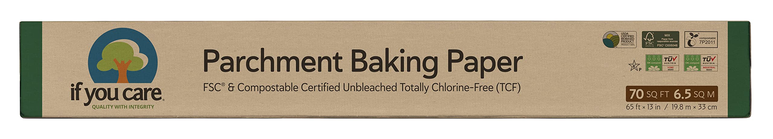 If You Care Unbleached Parchment Baking Paper - 70 Sq Ft, Eco-Friendly & Non-Stick for Baking, Roasting, and Cooking | Perfect for Cookies, Cakes, Bread & More
